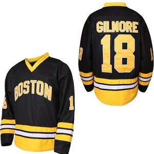 Boston Men Ice Hockey Jersey Black and Yellow